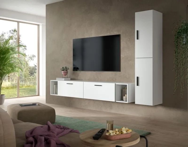 Wohnkombination The One | 6-teilig | weiß LED Bad warm-weiß 2x 110cm