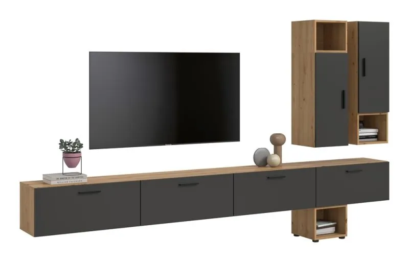 Wohnkombination The One | 9-teilig | Artisan Oak / Basalt grau ohne