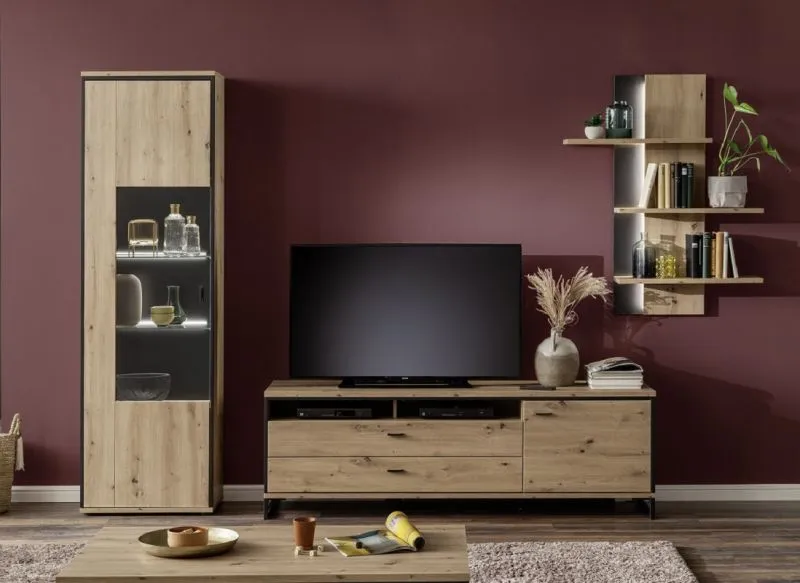 Wohnwand Anbauwand I Buenos Aires | Balkeneiche | 3-teilig | LED Beleuchtung 1