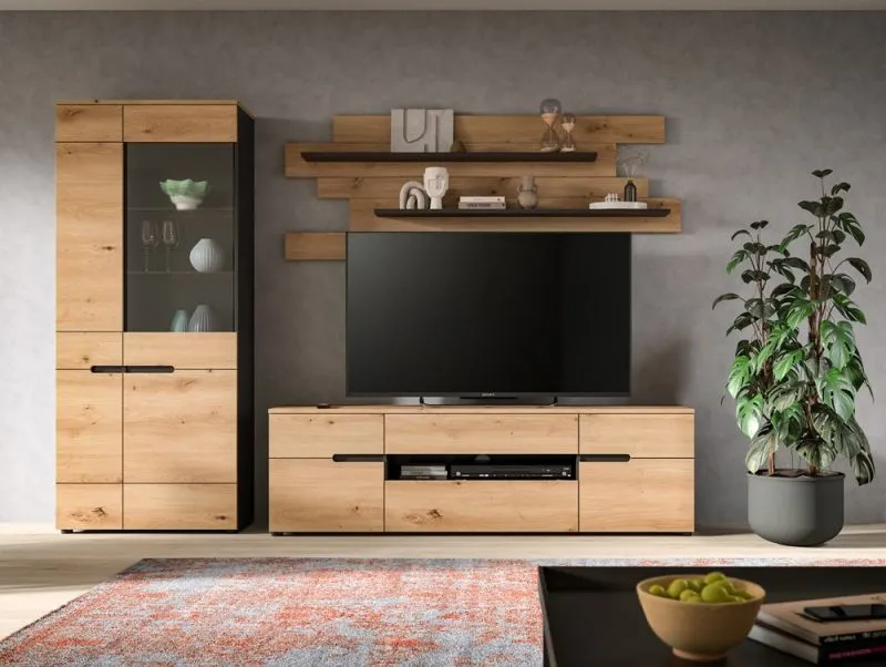 Wohnwand Canu 1 | 3-teilig | Artisan / Basalt Grau Komplettset