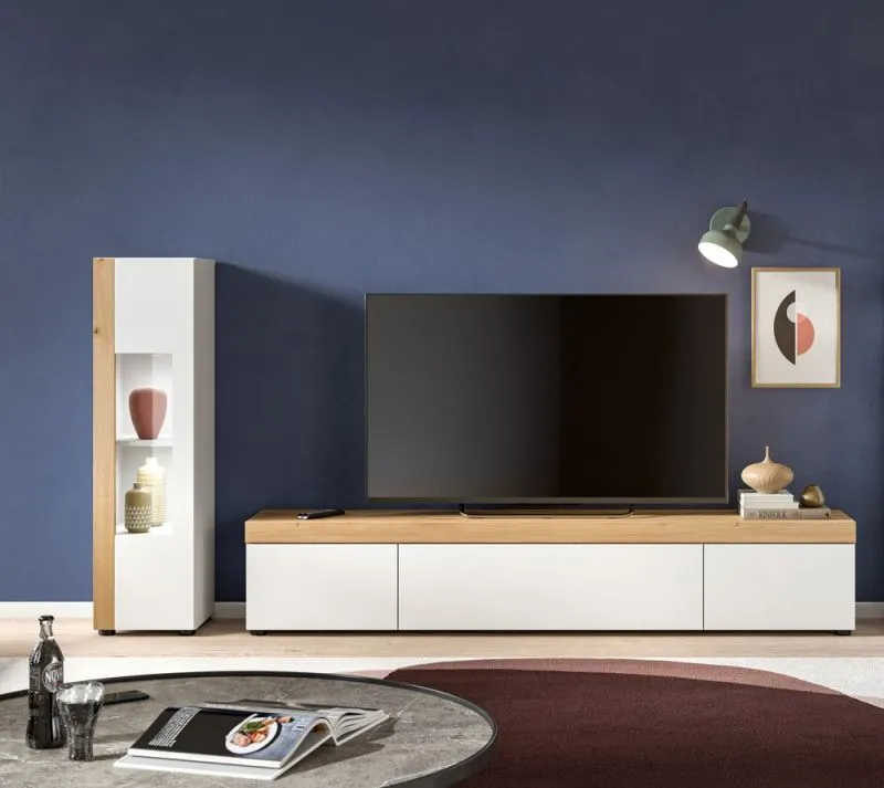 Wohnwand Wohnkombination Ruda | 2-teilig | weiß / Artisan Eiche