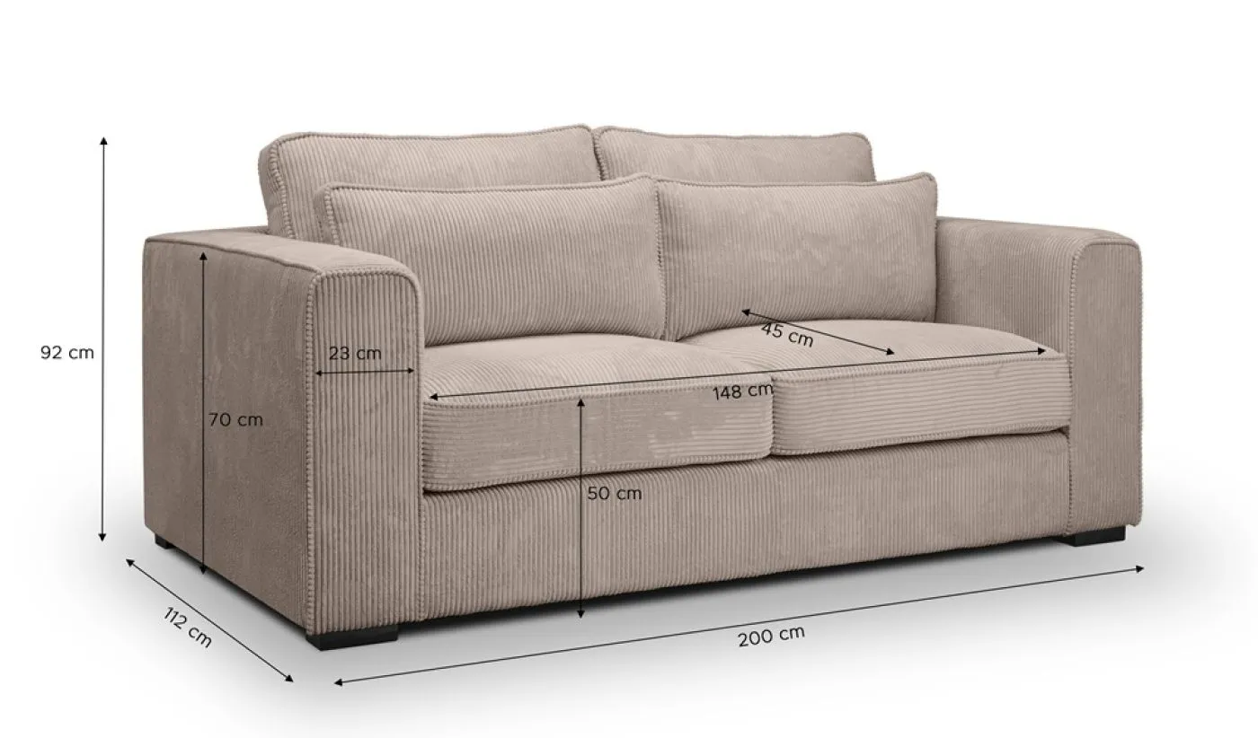 2,5-Sitzer Polstersofa Almera | 200cm | Cordstoff | beige-braun