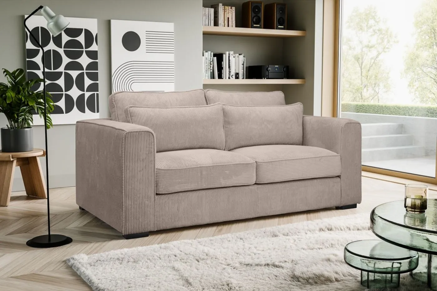 2,5-Sitzer Polstersofa Almera | 200cm | Cordstoff | beige-braun