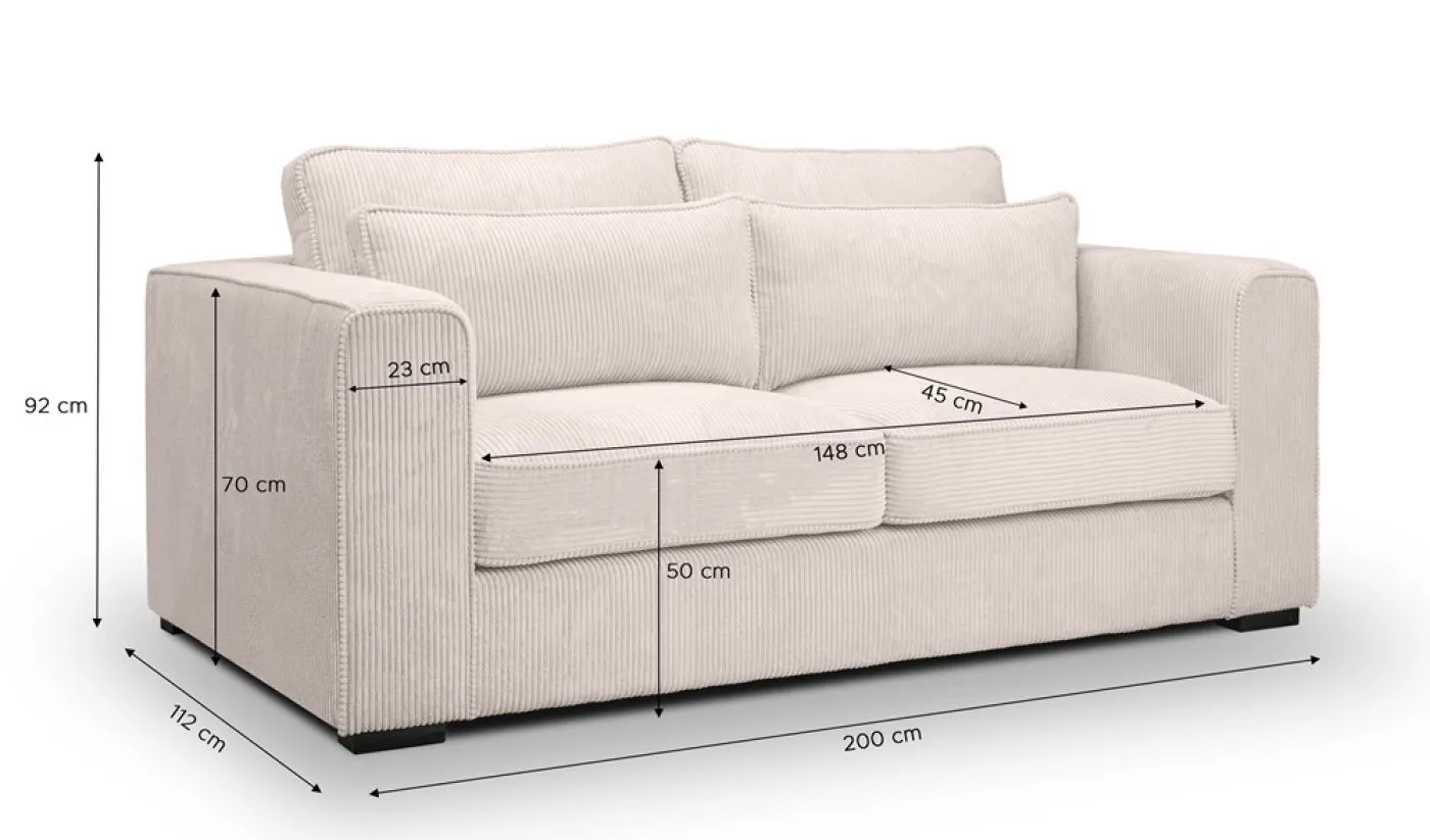 2,5-Sitzer Polstersofa Almera | 200cm | Cordstoff | grau-beige