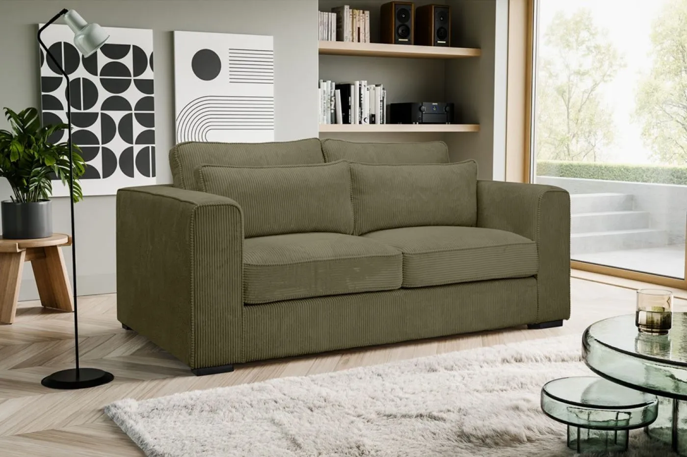 2,5-Sitzer Polstersofa Almera | 200cm | Cordstoff | khaki