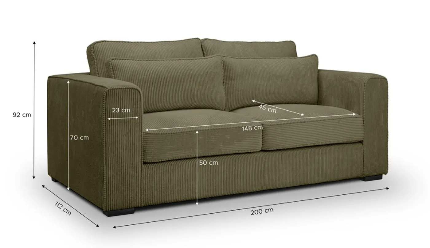 2,5-Sitzer Polstersofa Almera | 200cm | Cordstoff | khaki