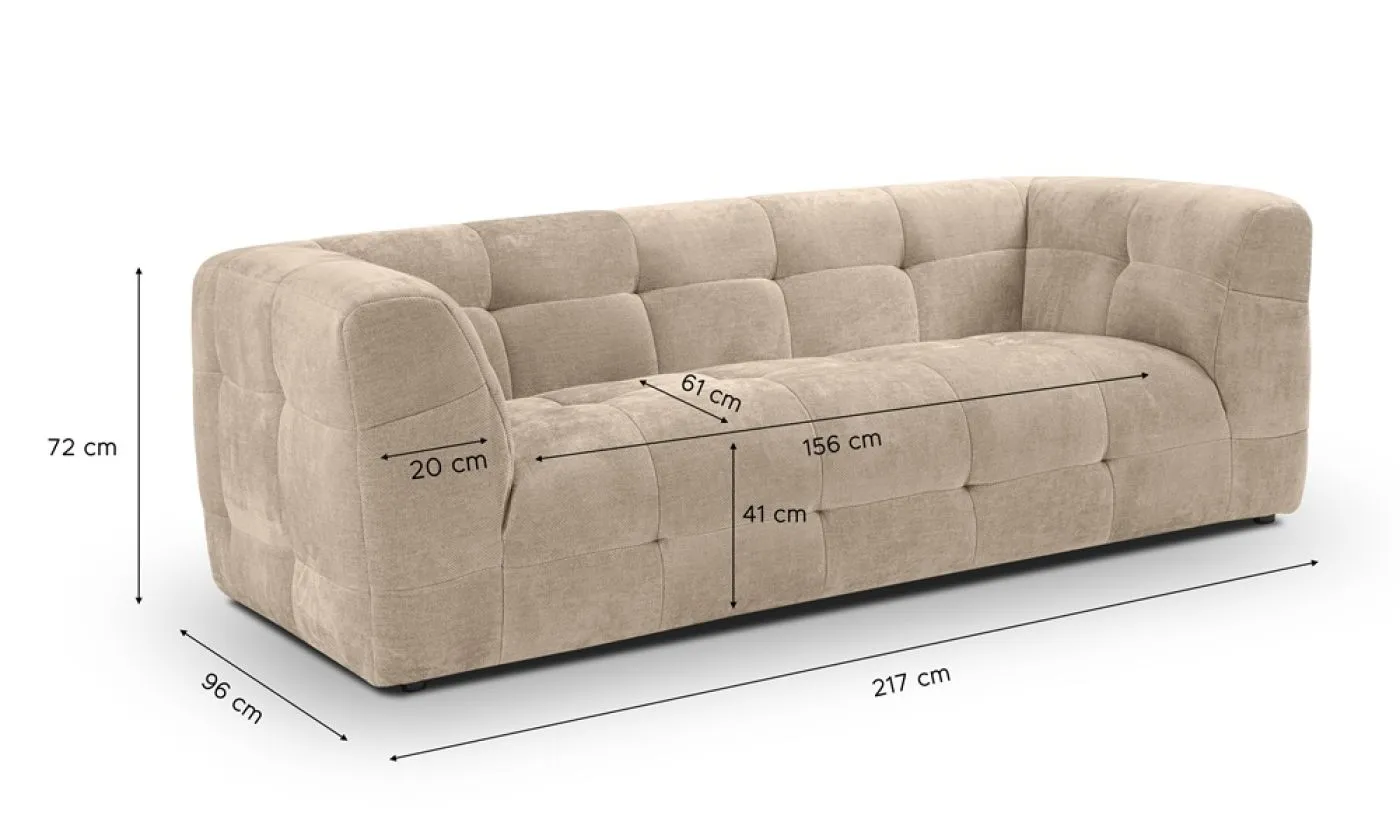 2,5-Sitzer Polstersofa Tenso | 217cm | Strukturstoff | beige