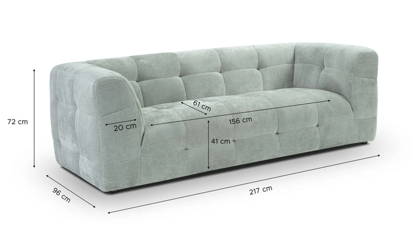 2,5-Sitzer Polstersofa Tenso | 217cm | Strukturstoff | mintblau