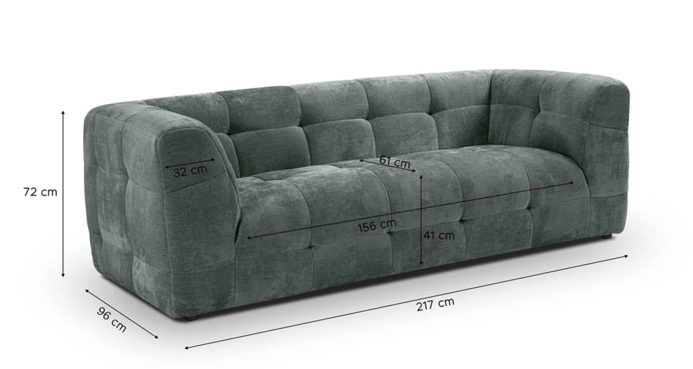 2,5-Sitzer Polstersofa Tenso | 217cm | Strukturstoff | petrol