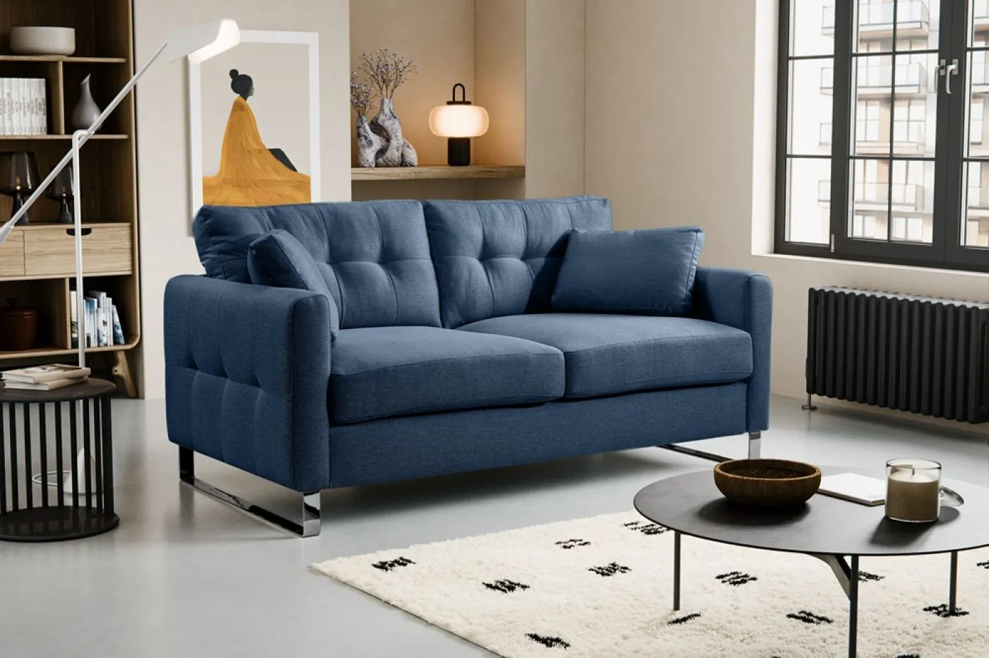 2-Sitzer Polstersofa Hera | 175cm | Flachgewebe | dunkelblau