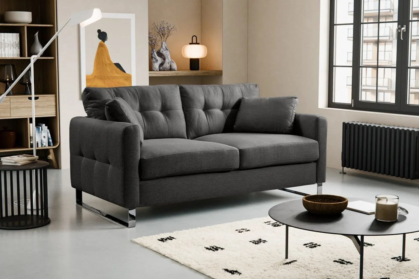 2-Sitzer Polstersofa Hera | 175cm | Flachgewebe | grau