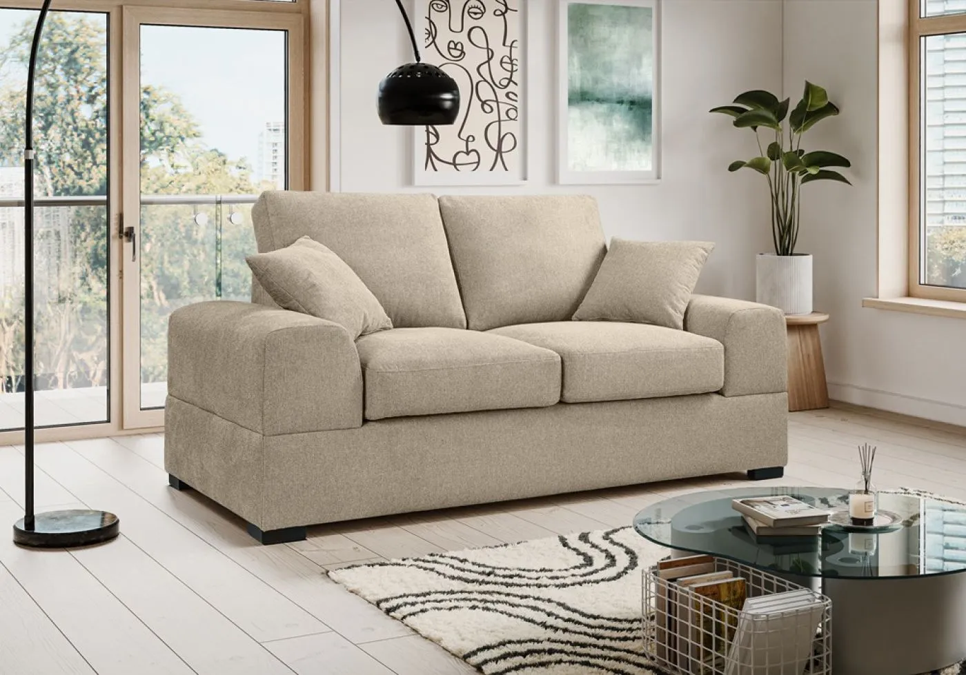 2-Sitzer Polstersofa Veda | 182cm | Strukturstoff | beige