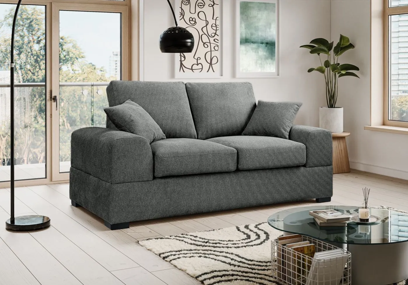 2-Sitzer Polstersofa Veda | 182cm | Strukturstoff | grau