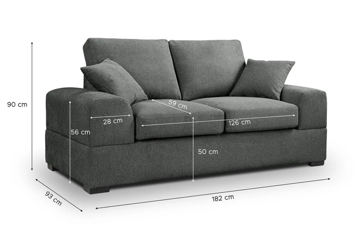 2-Sitzer Polstersofa Veda | 182cm | Strukturstoff | grau