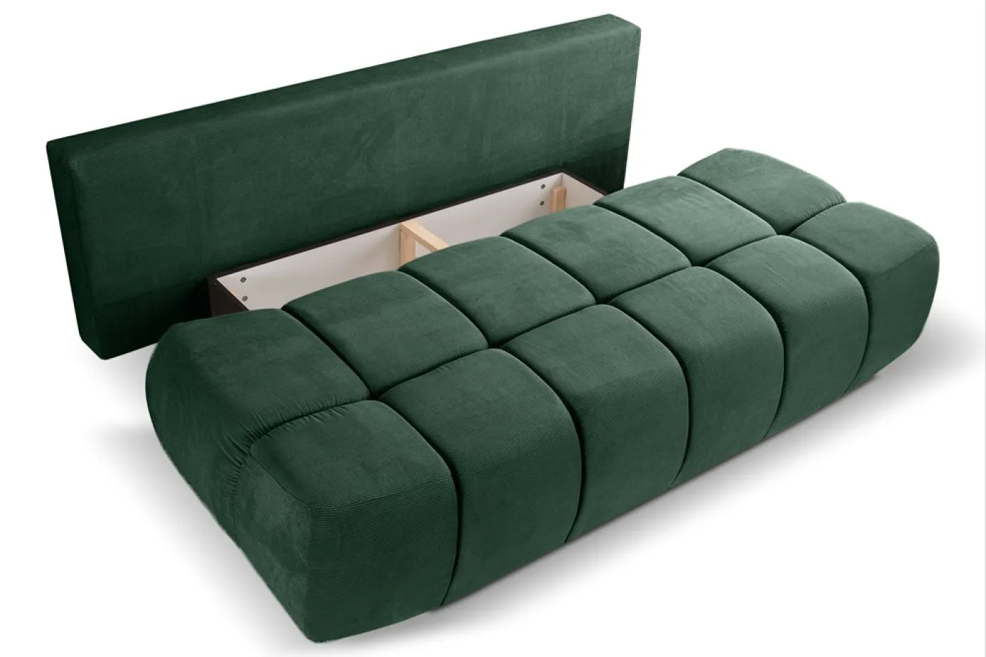 2-Sitzer Schlafsofa Lauder mit Bettkasten | 207cm | Cord | smaragdgrün