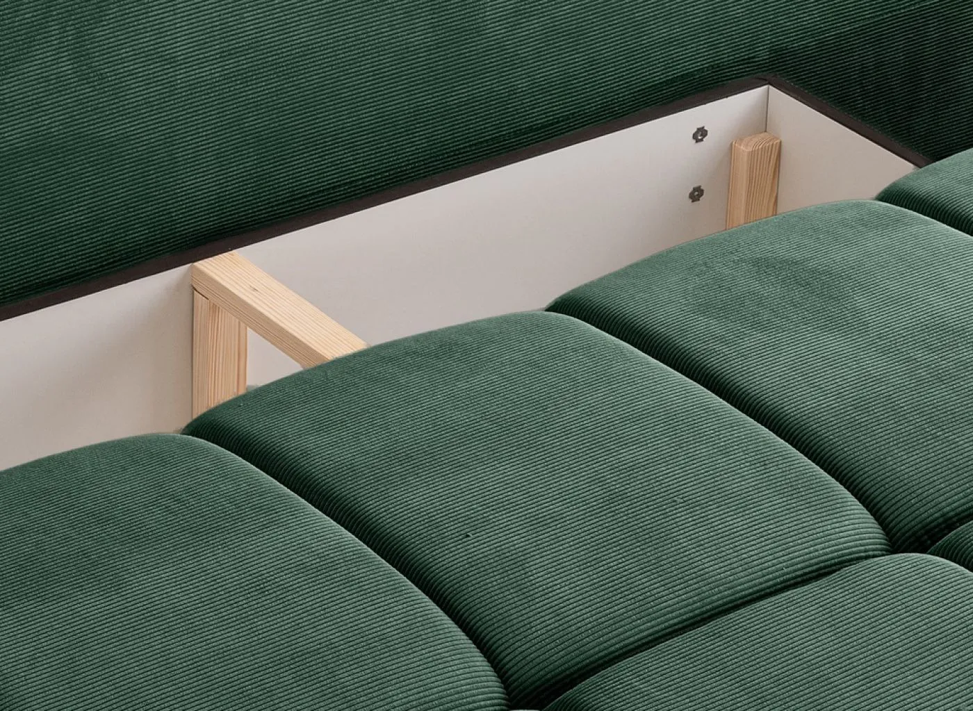 2-Sitzer Schlafsofa Lauder mit Bettkasten | 207cm | Cord | smaragdgrün