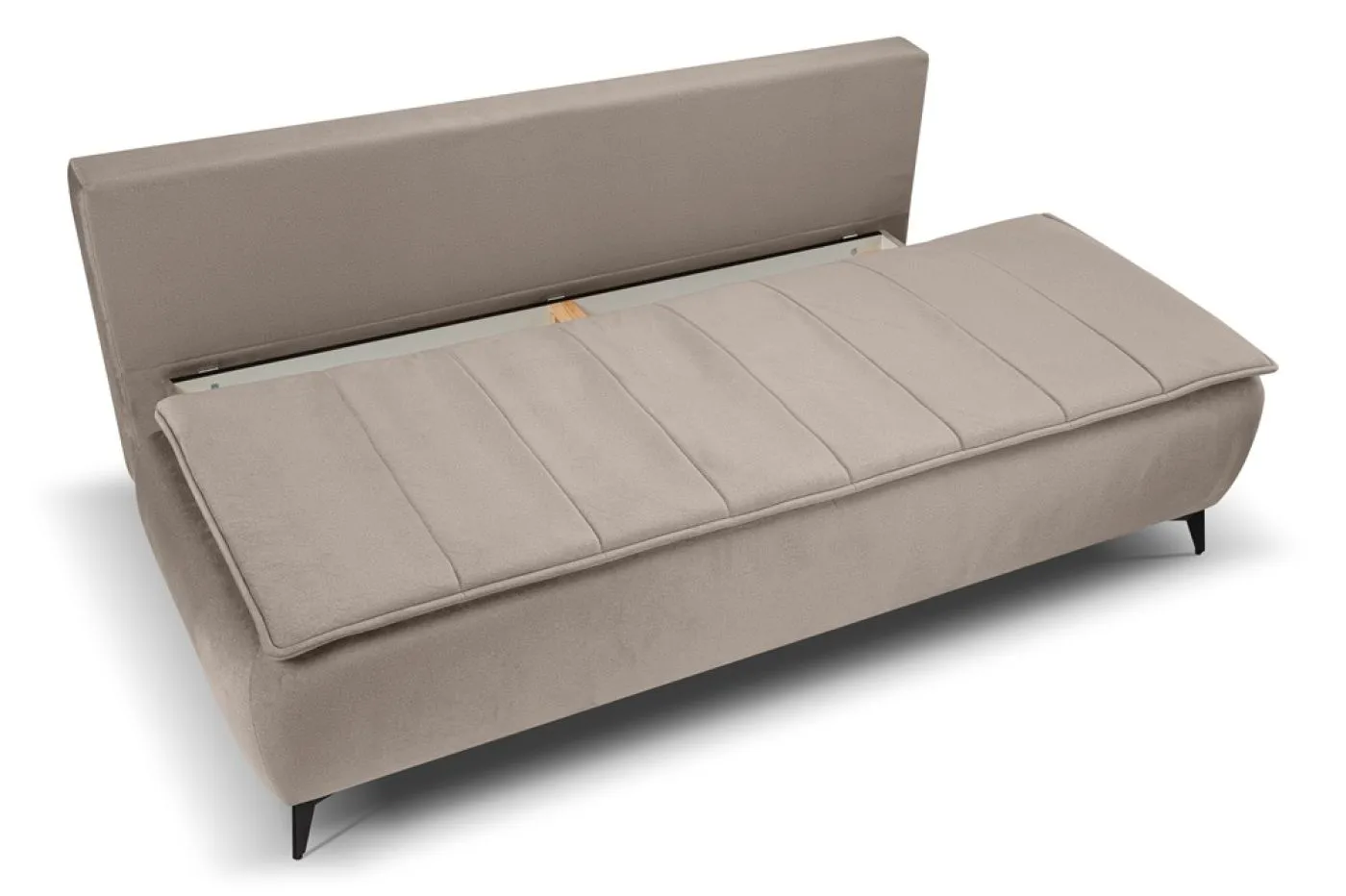 2-Sitzer Schlafsofa Sendi mit Bettkasten | 210cm | Velourstoff | beige