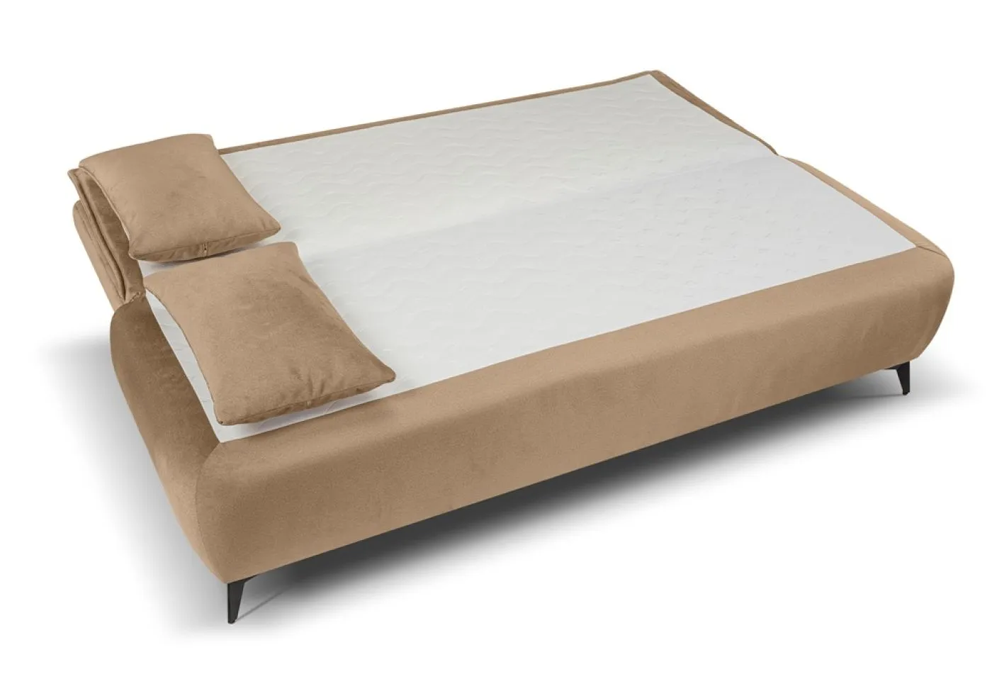 2-Sitzer Schlafsofa Sendi mit Bettkasten | 210cm | Velourstoff | braun-beige