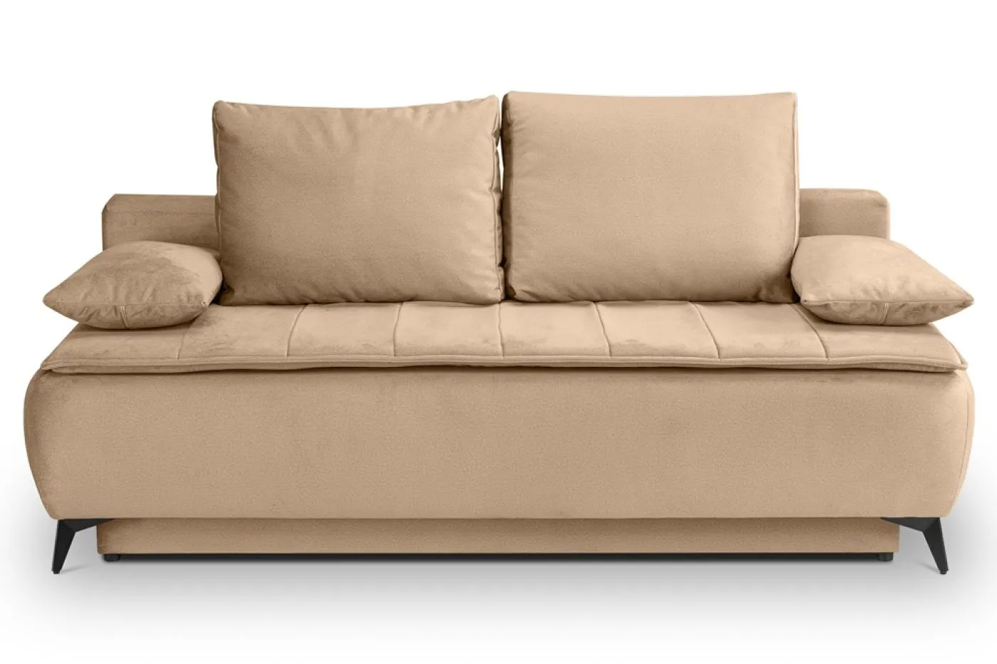2-Sitzer Schlafsofa Sendi mit Bettkasten | 210cm | Velourstoff | braun-beige