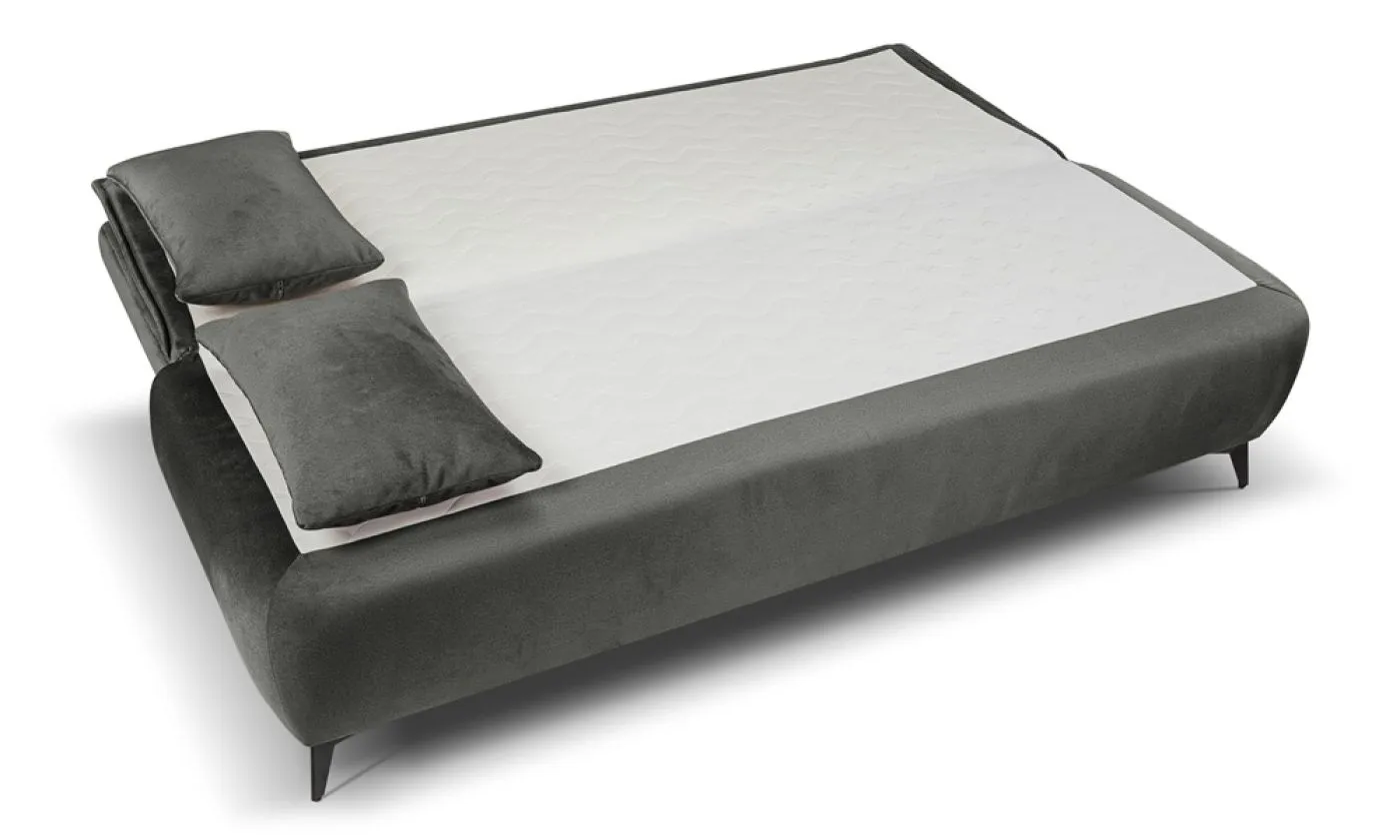 2-Sitzer Schlafsofa Sendi mit Bettkasten | 210cm | Velourstoff | grau-beige