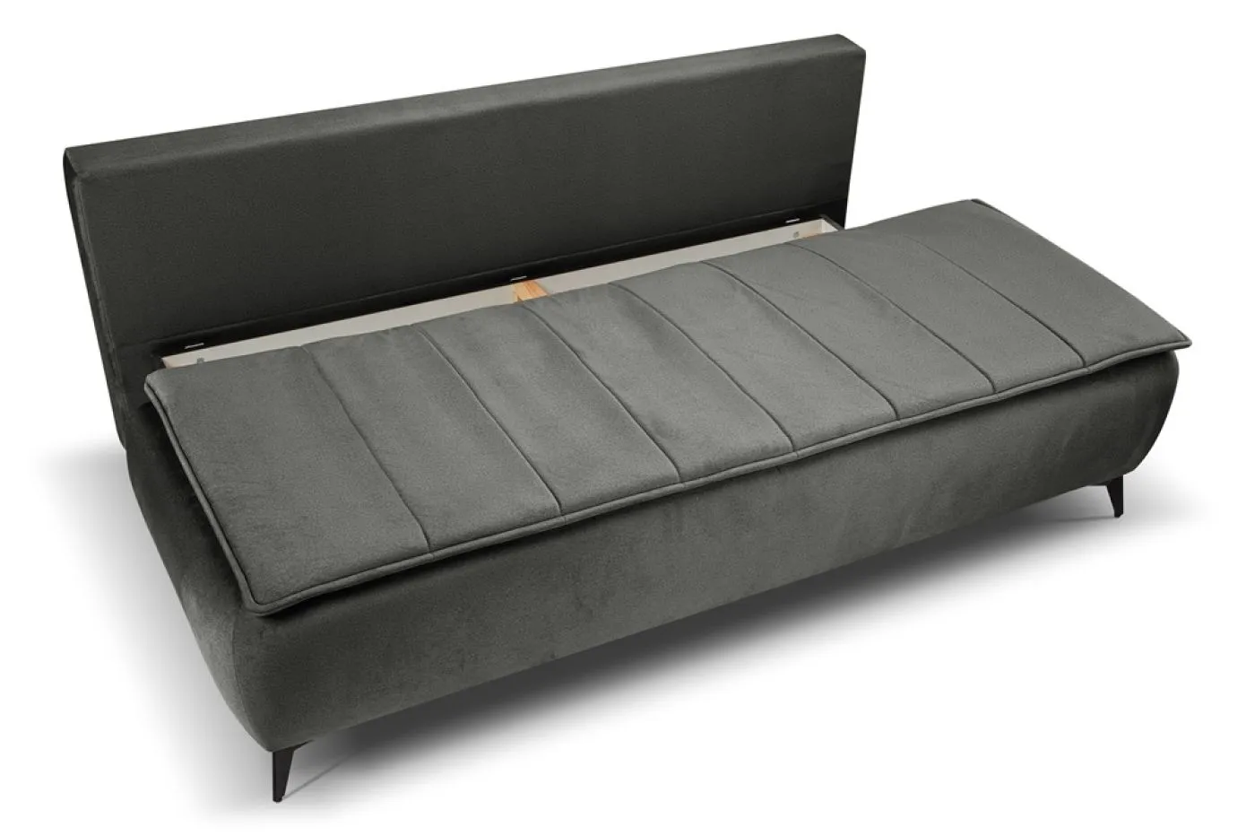 2-Sitzer Schlafsofa Sendi mit Bettkasten | 210cm | Velourstoff | grau-beige