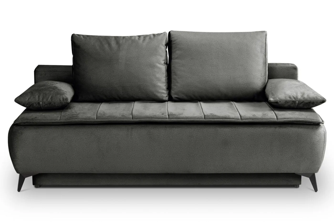 2-Sitzer Schlafsofa Sendi mit Bettkasten | 210cm | Velourstoff | grau-beige