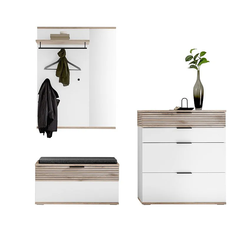 Garderoben Set Montello 2 | Soft White / Viking Oak | 3-teilig
