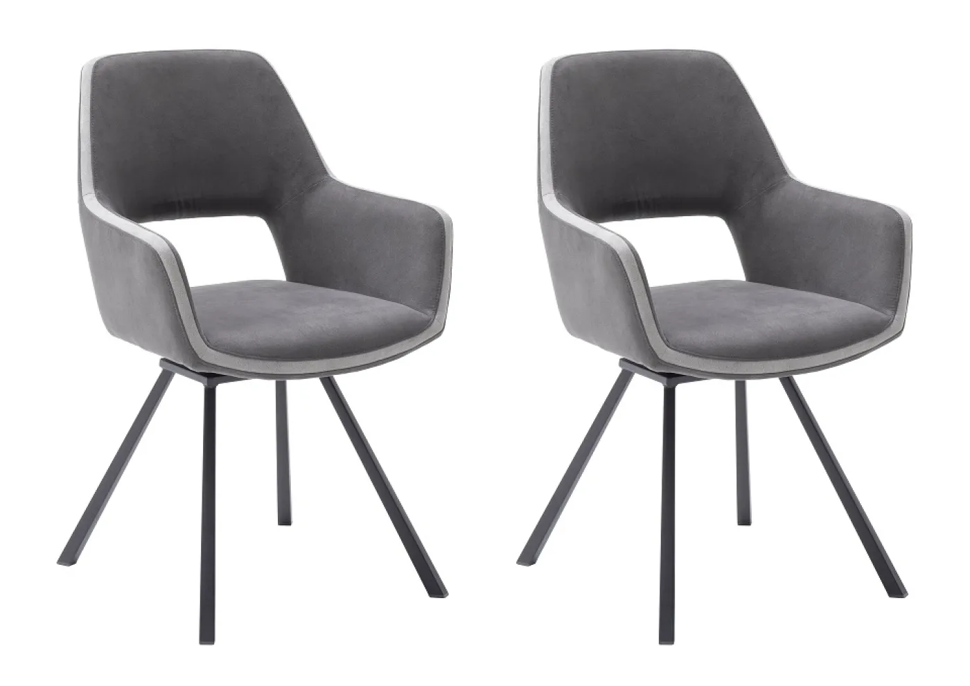 2er Set Armlehnstuhl Bayonne | Webstoff | drehbar | dunkelgrau