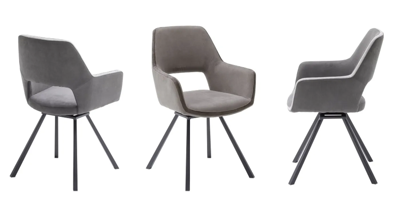 2er Set Armlehnstuhl Bayonne | Webstoff | drehbar | dunkelgrau