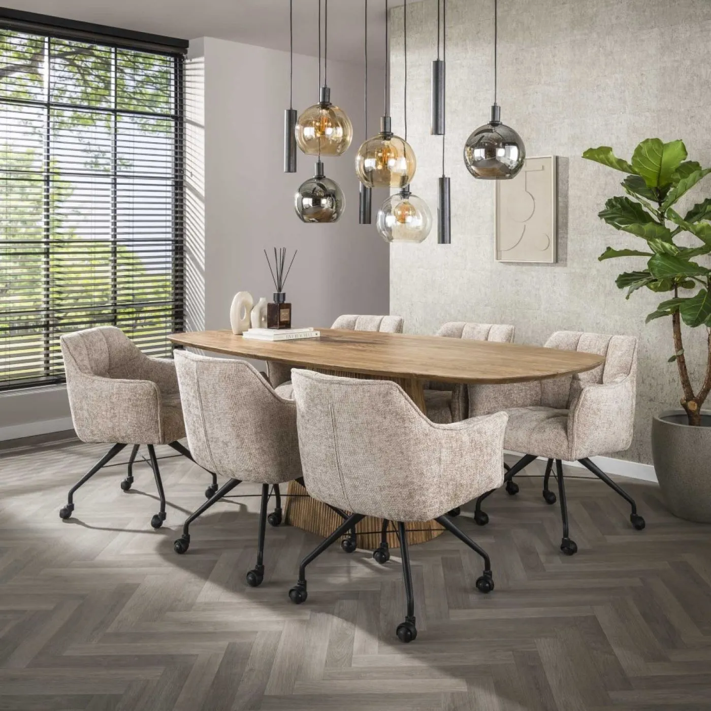 2er Set Stuhl Joli | mit Rollen | Hoven sand