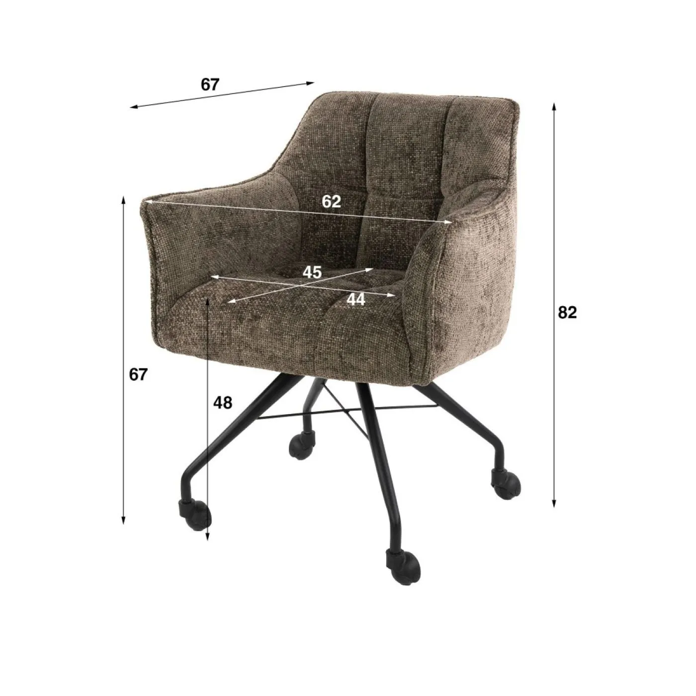 2er Set Stuhl Joli | mit Rollen | Hoven taupe