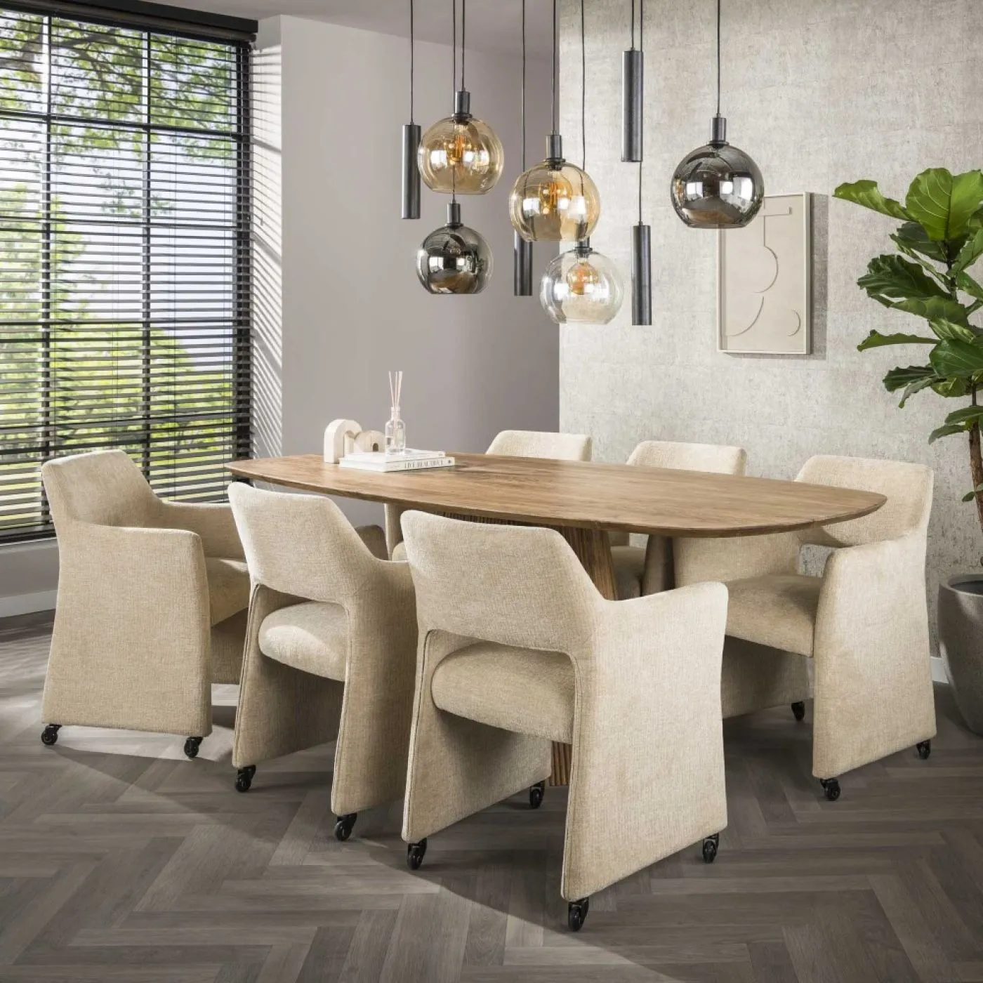 2er Set Stuhl Palio | mit Rollen | Jaroq sand