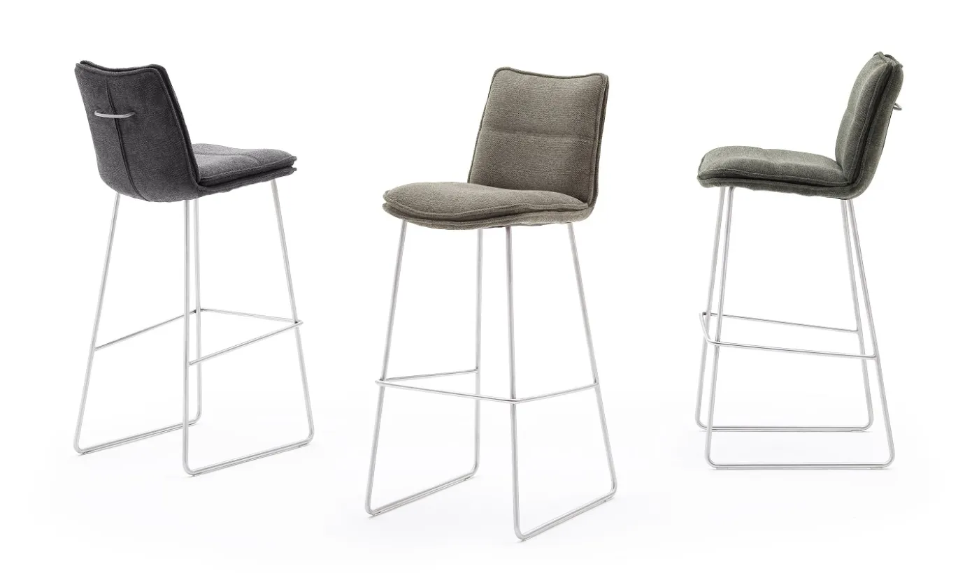 2er Set Barstuhl Hampton | Edelstahl | drehbar | anthrazit