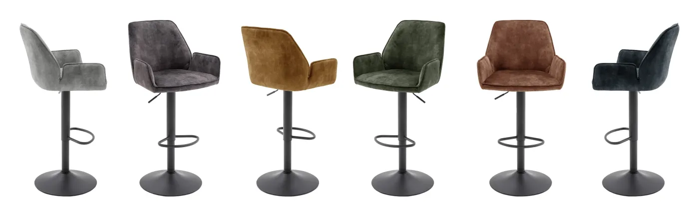 2er Set Barstuhl Ottawa | mit Armlehnen | Samt | drehbar | olive