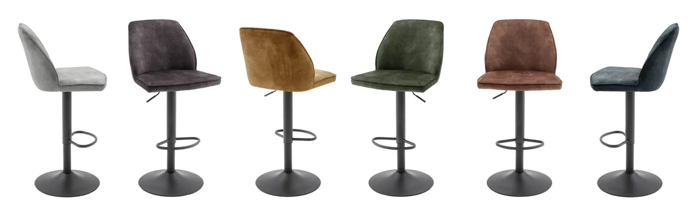 2er Set Barstuhl Ottawa | Vintage Veloursoptik | drehbar | petrol