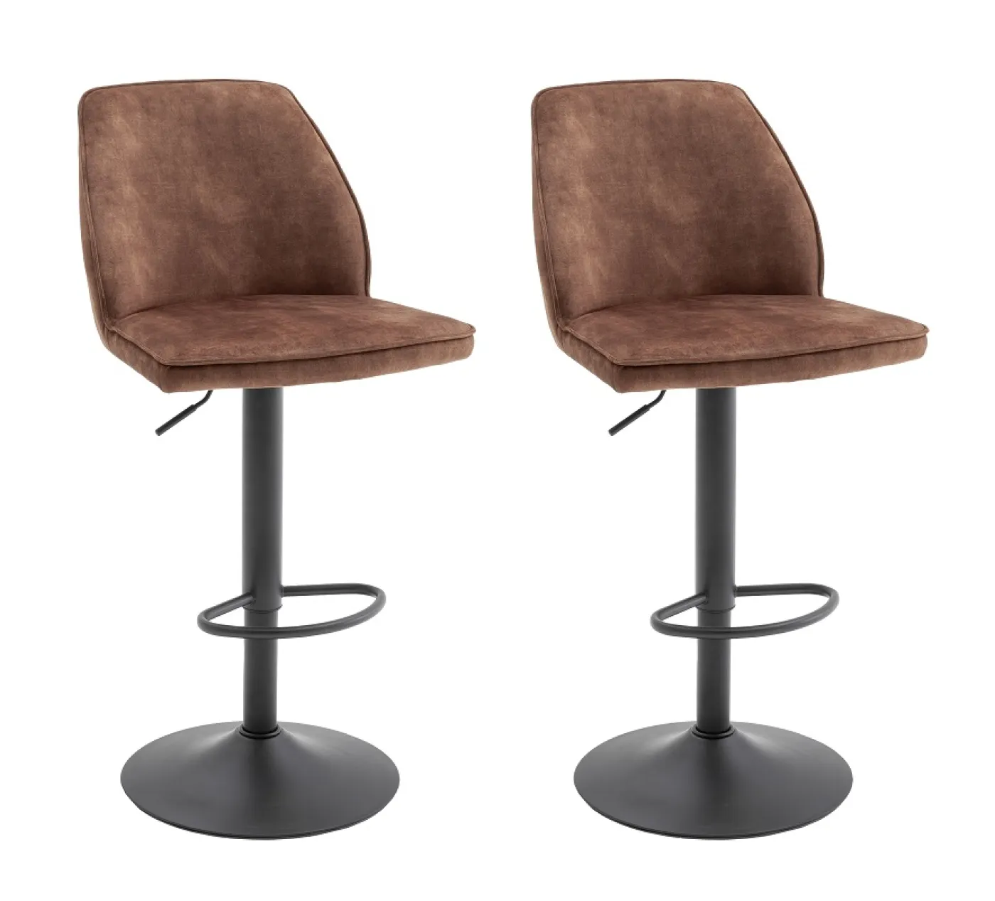 2er Set Barstuhl Ottawa | Vintage Veloursoptik | drehbar | rostbraun