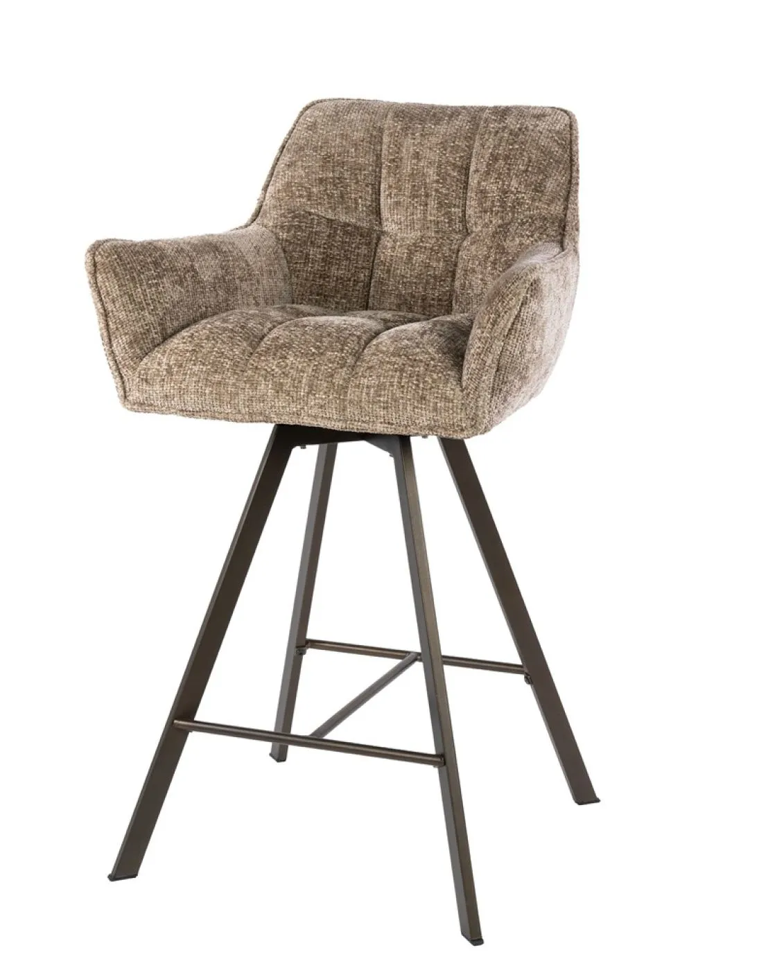 2er Set Barstuhl Toik | drehbar | Hoven Stoff / Chenille | champagne-braun