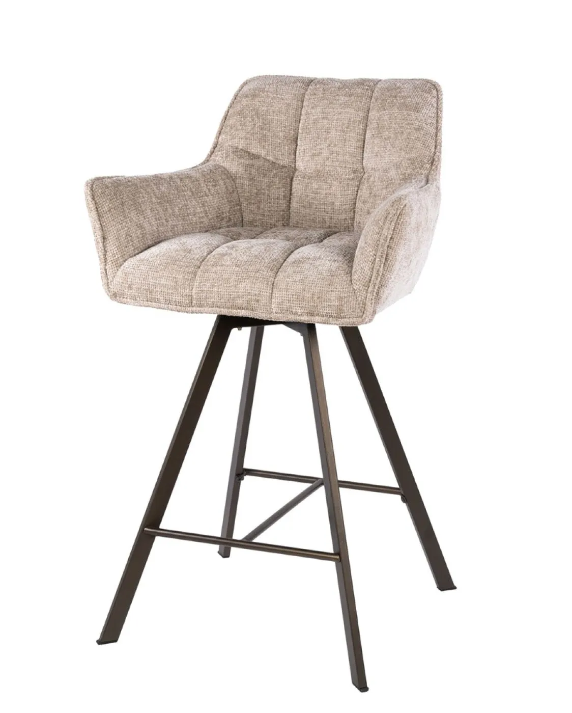 2er Set Barstuhl Toik | drehbar | Hoven Stoff / Chenille | sand-braun