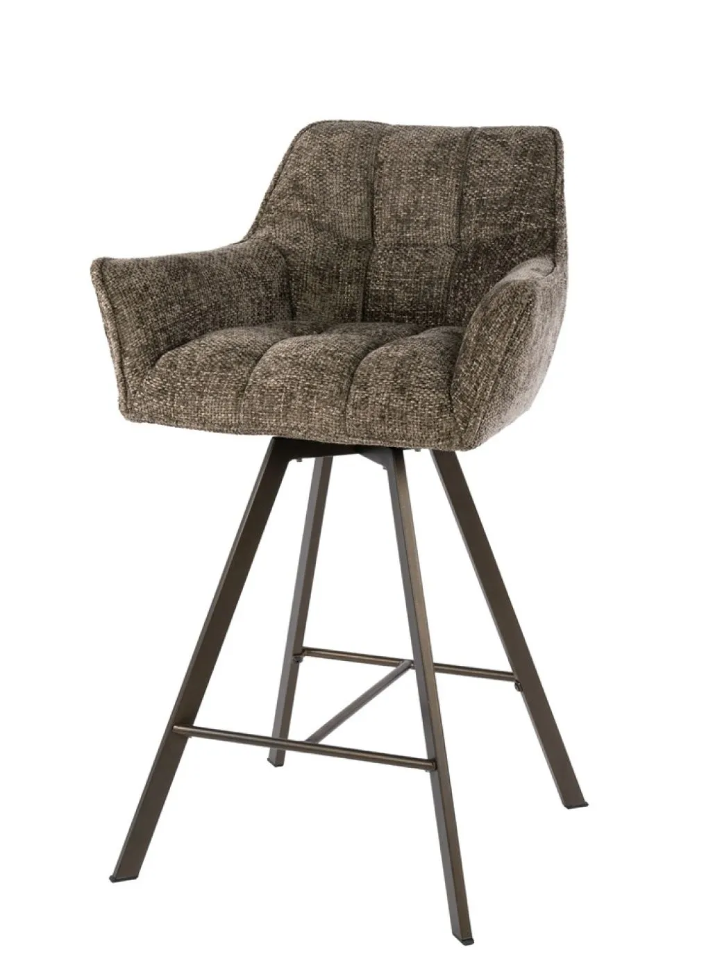 2er Set Barstuhl Toik | drehbar | Hoven Stoff / Chenille | taupe-braun