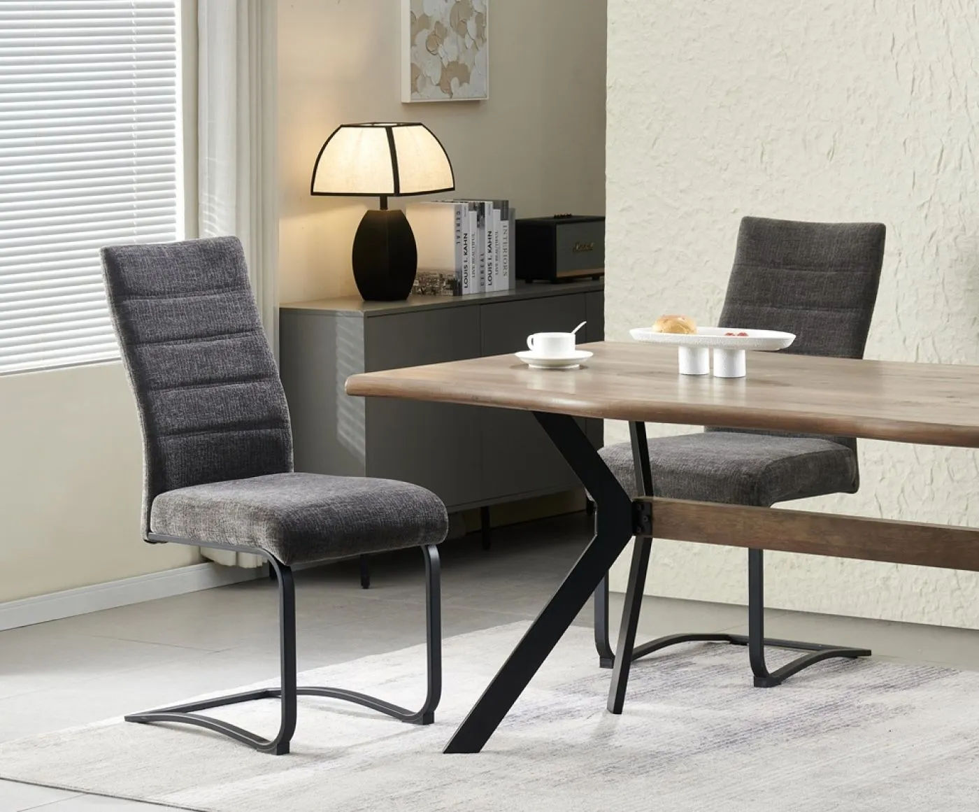 2er Set Freischwinger Leni | Strukturstoff | anthrazit