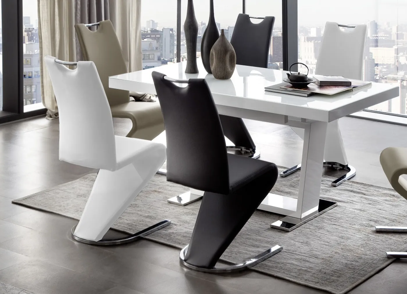 2er Set Freischwinger Stuhl Amado | schwarz