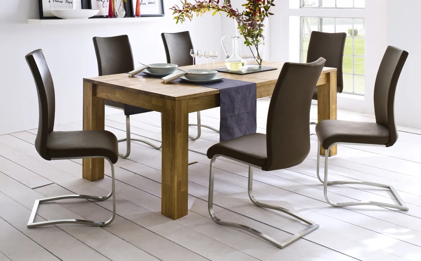 2er Set Freischwinger Stuhl Arco | braun