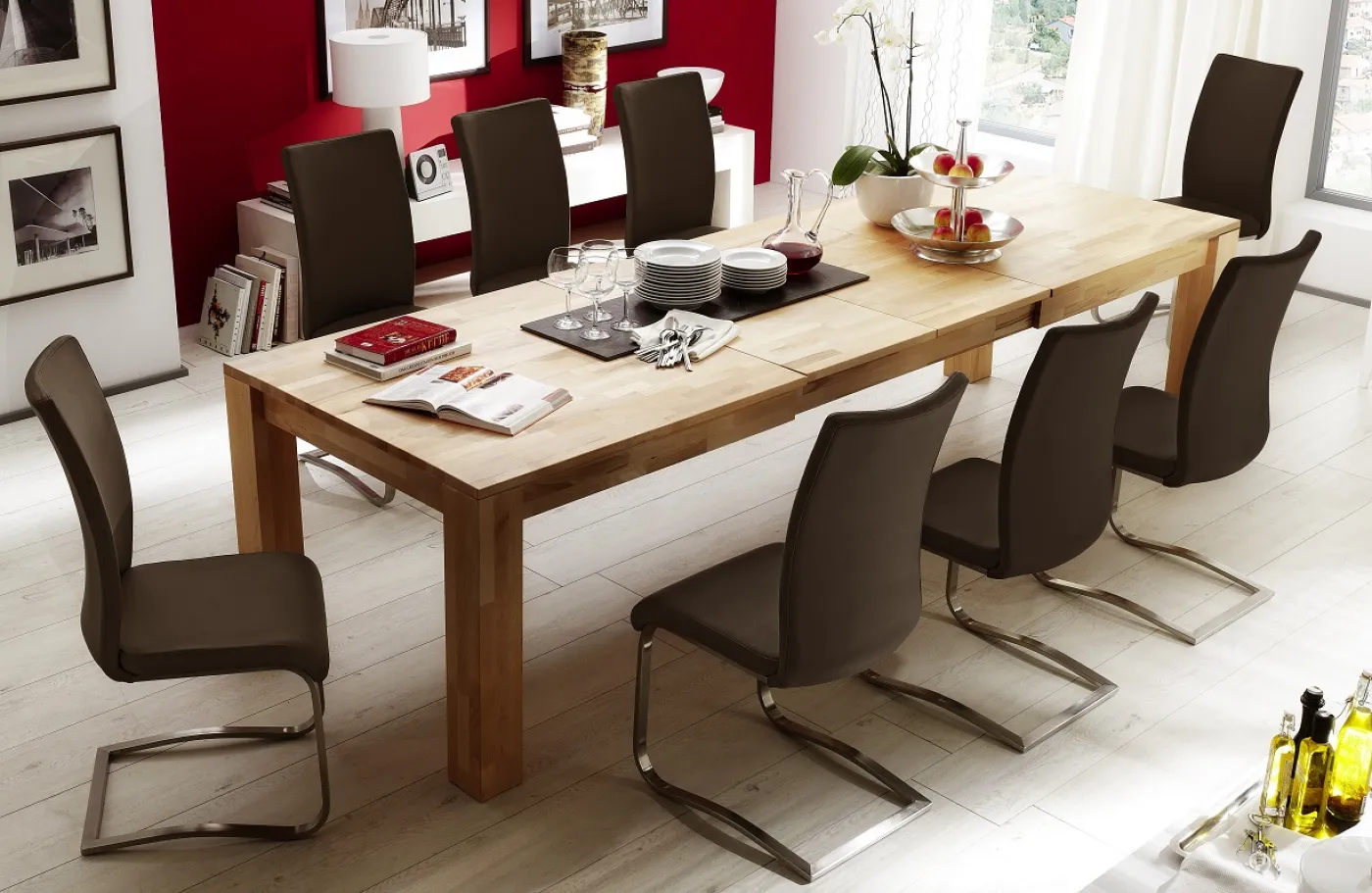 2er Set Freischwinger Stuhl Arco | braun