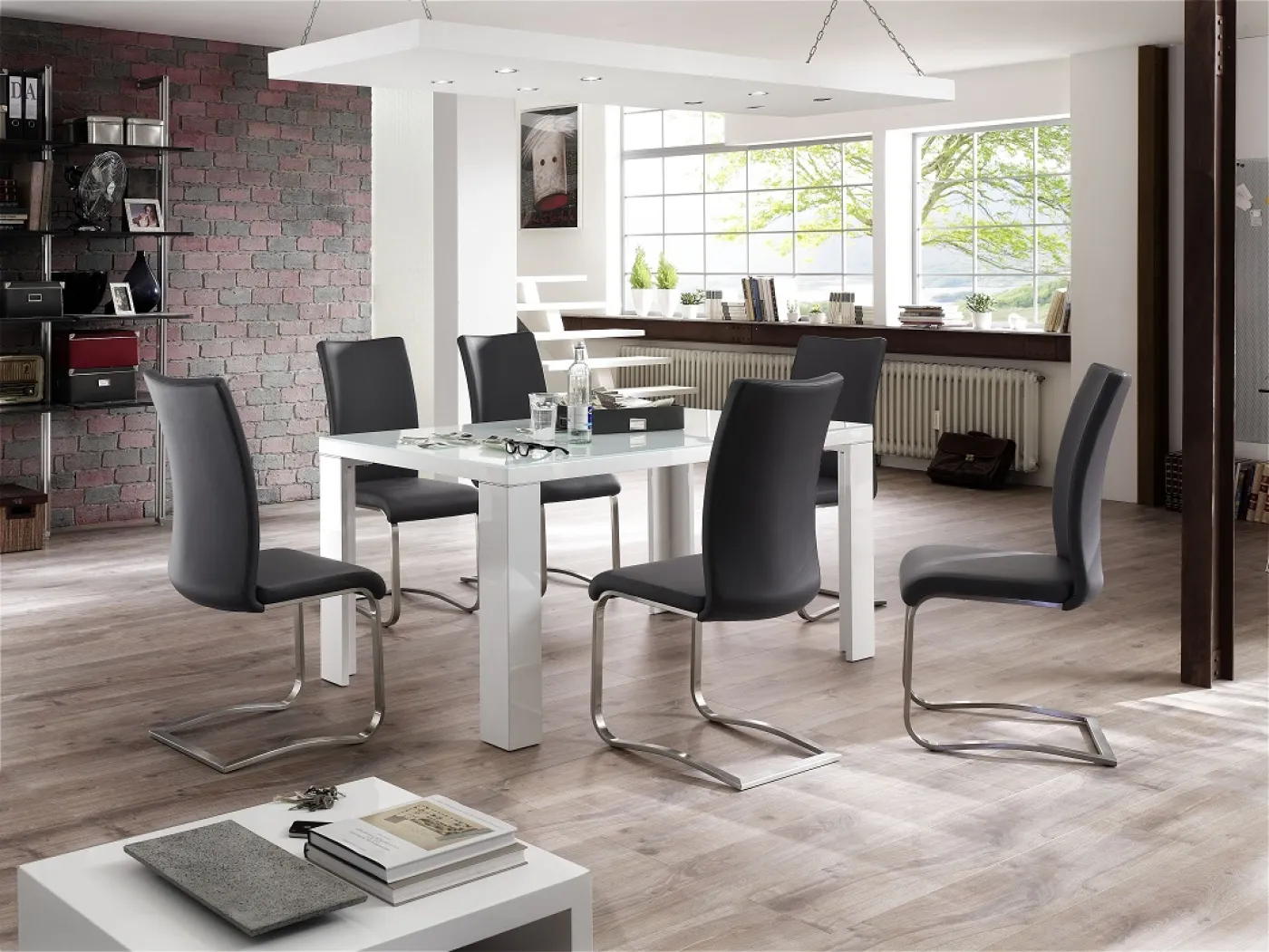 2er Set Freischwinger Stuhl Arco | grau