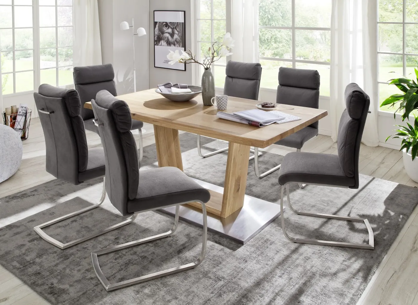 2er Set Freischwinger Stuhl Rabea | grau