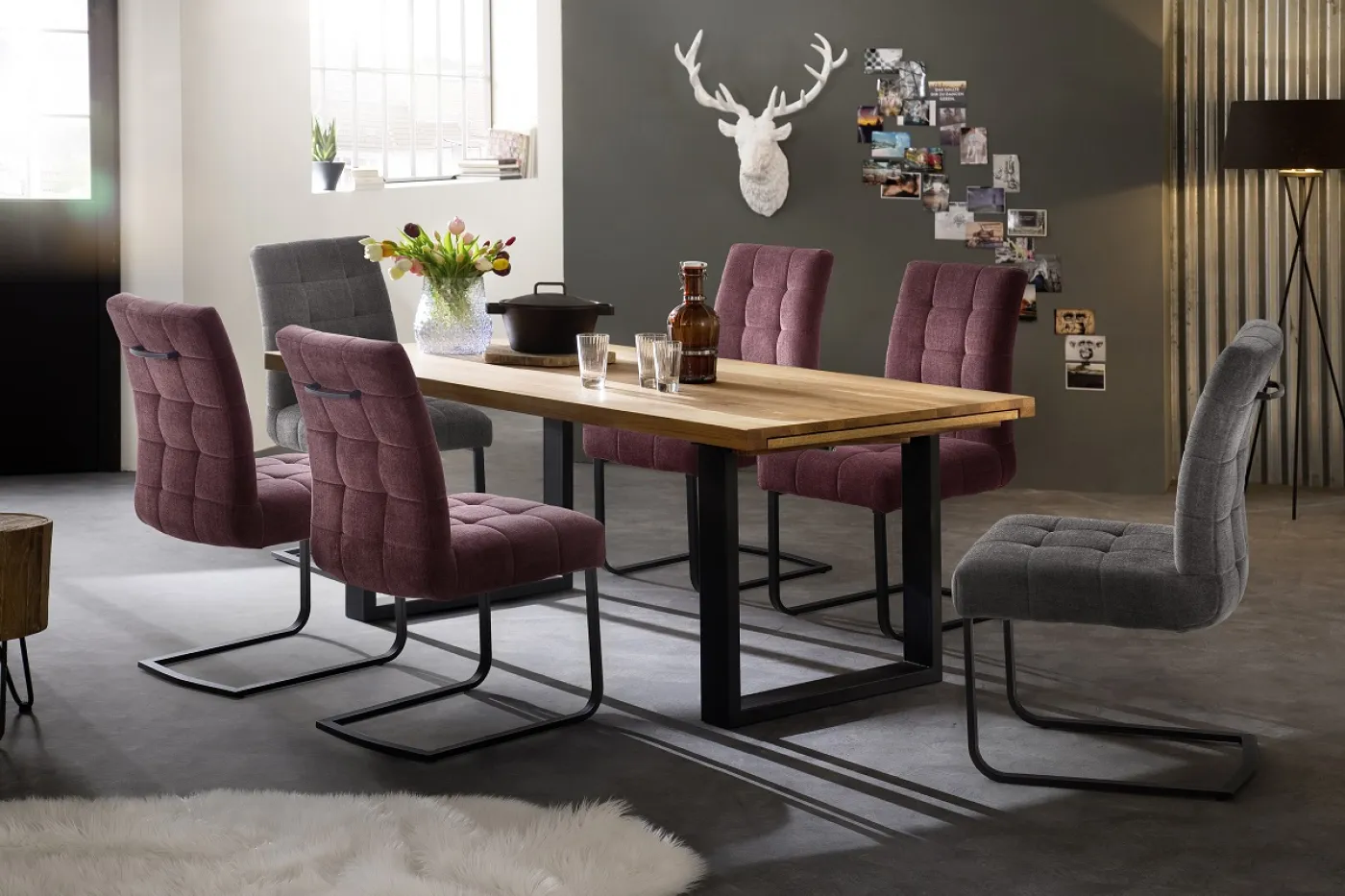 2er Set Freischwinger Stuhl Salta | merlot