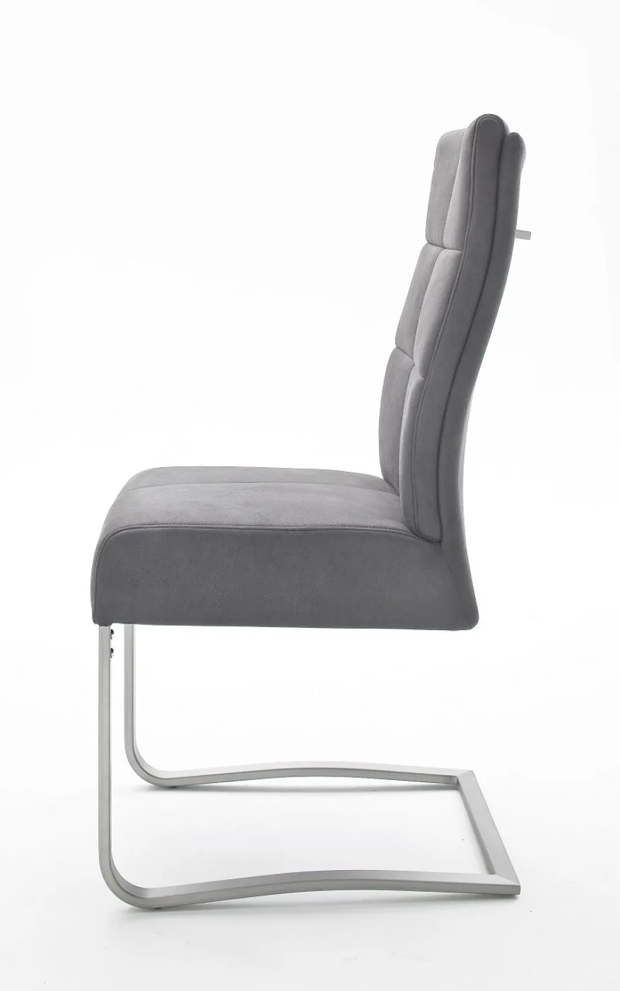 2er Set Freischwinger Stuhl Salva | Microfaserbezug | grau