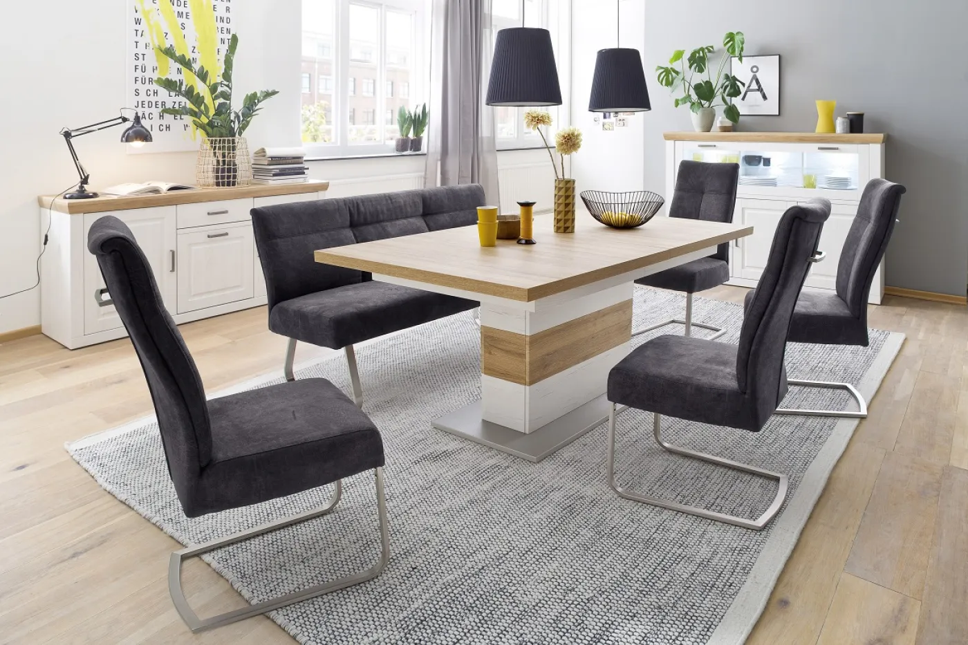 2er Set Freischwinger Stuhl Talena | anthrazit