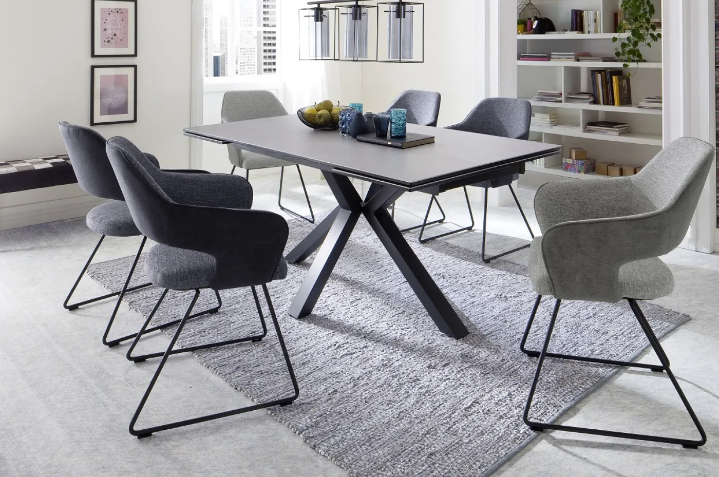 2er Set Kufenstuhl Newcastle | charcoal