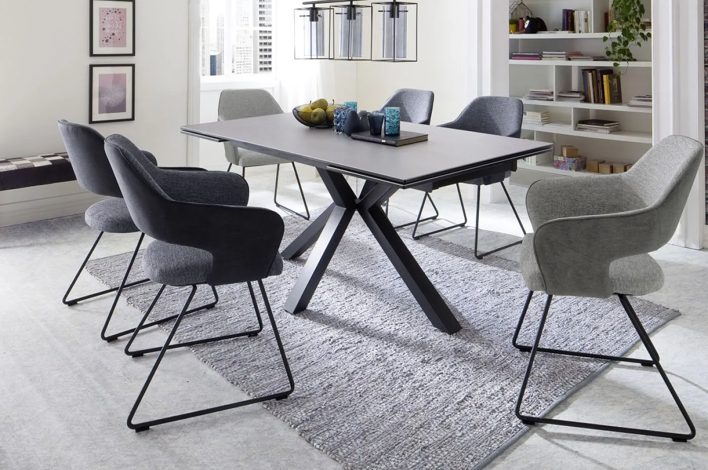 2er Set Kufenstuhl Newcastle | charcoal